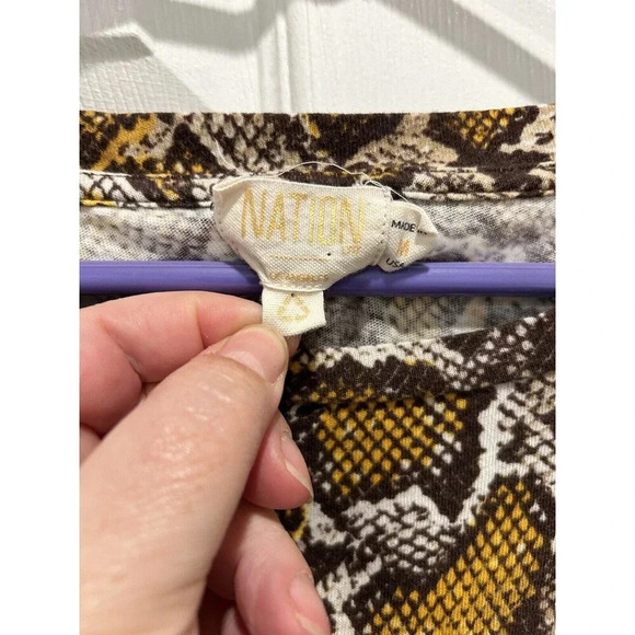 Nation LTD Snake Print Yellow Orange Black T-Shirt Size‎ Medium Recycled Cotton - Picture 5 of 10